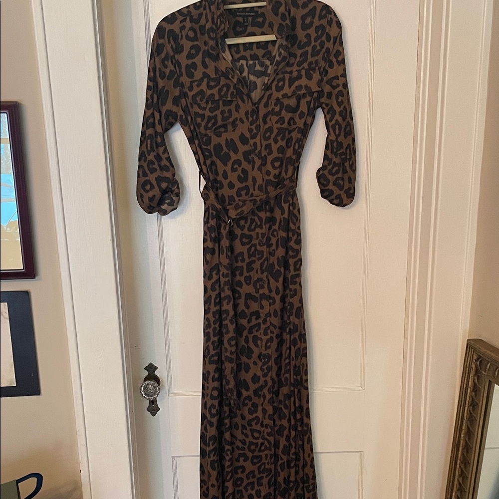 Banana Republic Brown Animal Print Long Sleeve Dress * size small tall